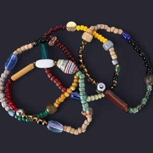 Boho Mixed Bead Bracelet Stack - 4pcs